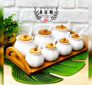 Bambu-Kapaklı-Porselen-Papatya-Baharat-Seti