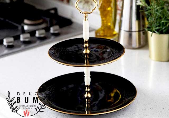 SERAMİK KATLI KURABİYELİK SİYAH GOLD